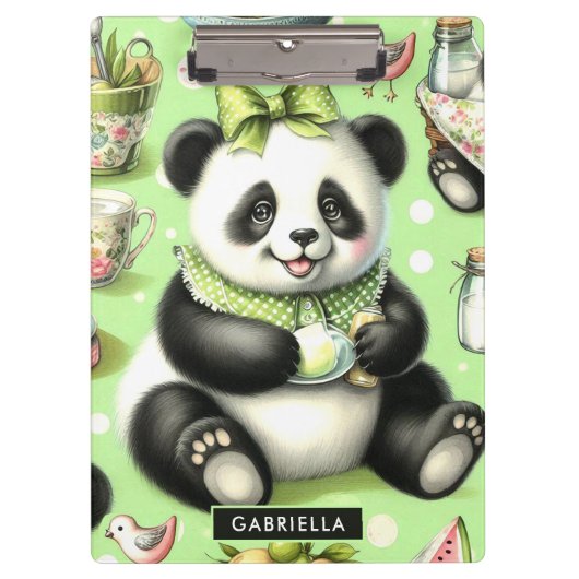 Vintag Niedlich Baby Panda Klemmbrett (Vorderseite)