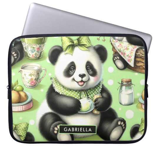 Vintag Niedlich Baby Panda Laptopschutzhülle (Vorderseite)