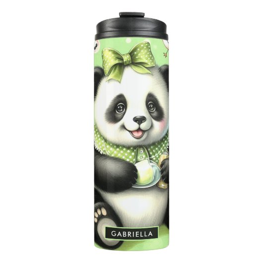 Vintag Niedlich Baby Panda Thermosbecher (Vorderseite)