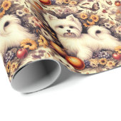 Vintag Niedlich maltesisch Geschenkpapier (Rolleneckpunkt)