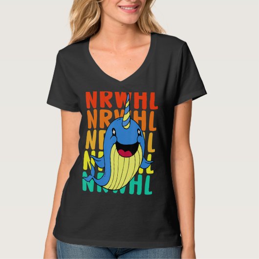 Vintag Niedlich Narwhal T-Shirt (Vorderseite)