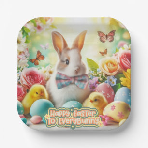 Vintag, Niedlich, skurril & farbenfroh Osterhase Pappteller