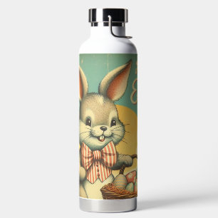 Vintag, Niedlich, skurril & farbenfroh Osterhase Trinkflasche