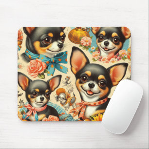 Vintag Niedliche nahtlose Chihuahua Mousepad