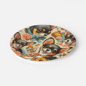 Vintag Niedliche nahtlose Chihuahua Pappteller (Schrägansicht)