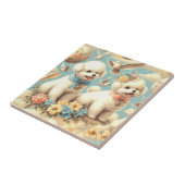 Vintag Niedlicher Bichon Frisé Illustration Fliese (Seite)
