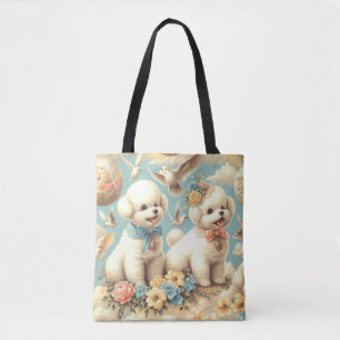 Vintag Niedlicher Bichon Frisé Illustration Tasche