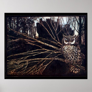 Vintag Night Owl Rackham Poster