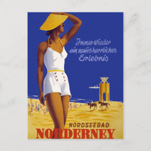 Vintag Norderney Deutschland Postkarte