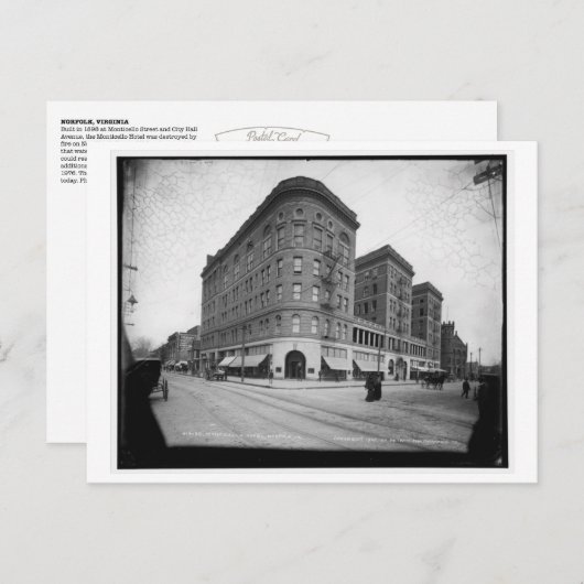 Vintag Norfolk, VA: Monticello Hotel (1902) Postkarte (Vorne/Hinten)