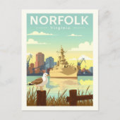 Vintag Norfolk Virginia Postkarte (Vorderseite)