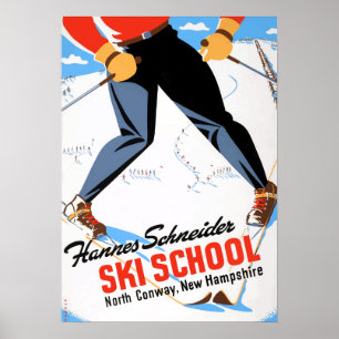 Vintag North Conway New Hampshire Skifahren Poster