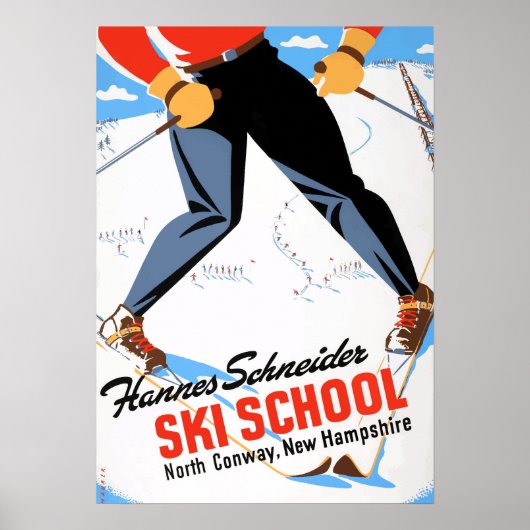 Vintag North Conway New Hampshire Skifahren Poster (Vorne)