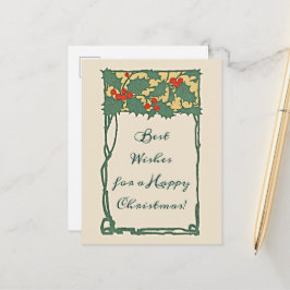 Vintag Nostalgische Weihnachtsfeiertage Holly Berr Postkarte