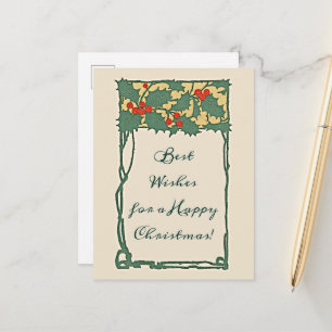 Vintag Nostalgische Weihnachtsfeiertage Holly Berr Postkarte