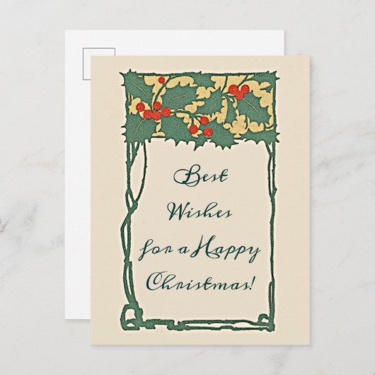 Vintag Nostalgische Weihnachtsfeiertage Holly Berr Postkarte (Vorne/Hinten)