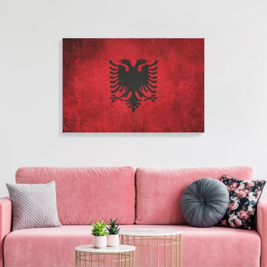 Vintag Not leidende Flagge Albaniens Leinwanddruck (Insitu (Wohnzimmer))