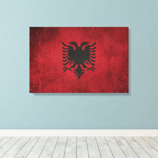 Vintag Not leidende Flagge Albaniens Leinwanddruck (Insitu (Holzboden))