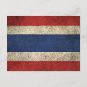 Vintag Not leidende Flagge Thailands Postkarte