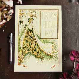 Vintag Nouveau Meadowsweet Walter Crane Geburtstag Folien Feiertagspostkarte