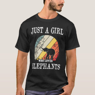 Vintag nur ein Mädchen, das Elefanten Retro Sunse T-Shirt