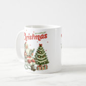 Vintag nur gewartet Weihnachts-Weihnachtsmann Kaffeetasse (Vorderseite Links)