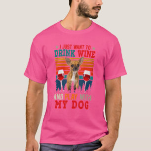 Vintag nur Woll Wein trinken und mit Hund spielen T-Shirt