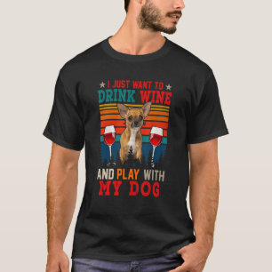 Vintag nur Woll Wein trinken und mit Hund spielen T-Shirt