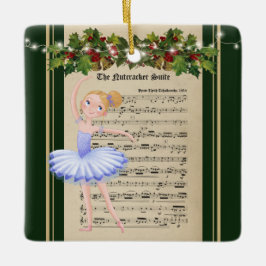 Vintag Nutcracker Sheet Music Blond Ballerina Keramikornament