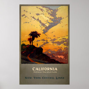 Vintag NY Central Lines California Travel Poster