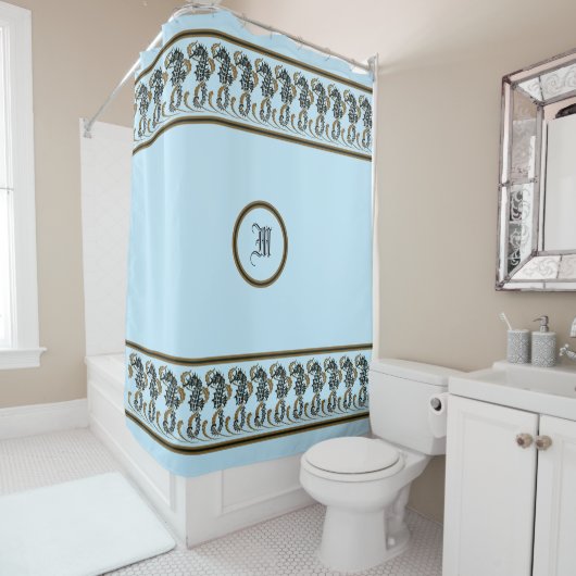 Vintag Ocean Beach Nautical Seepferd Frieze Duschvorhang (Beispiel)