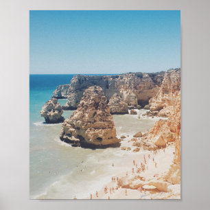 Vintag Ocean Beach Portugal Cliffs Coves Foto Poster