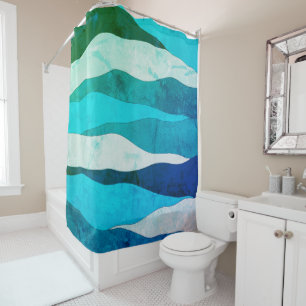 Vintag Ocean Blue Dusche Vorhang