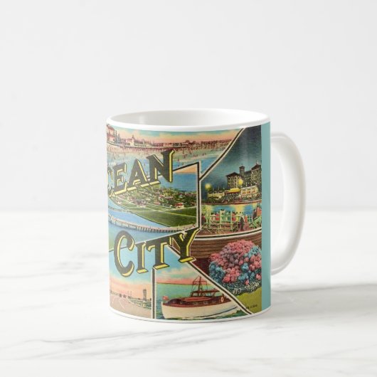 Vintag Ocean City NJ Kaffeetasse (VorderseiteRechts)