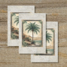 Vintag Ocean Palm Tree Beach Ephemera 3 Decoupage