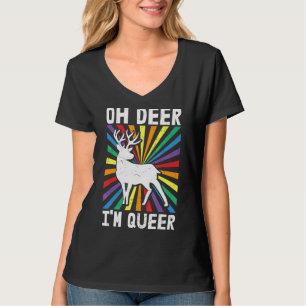 Vintag Oh Deer ich bin Que Rainbow Lgbt Pride Gay T-Shirt