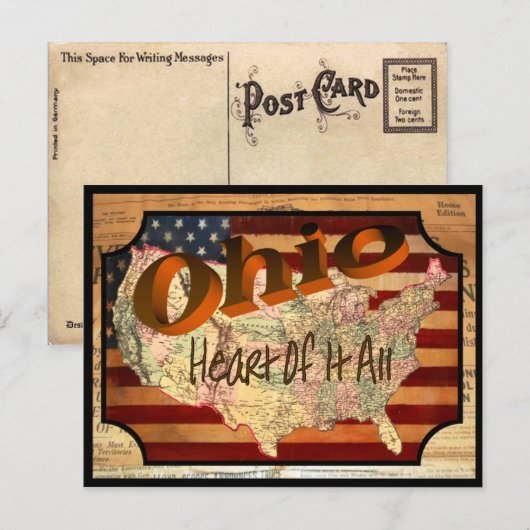 Vintag Ohio Alte Postkarte (Vorne/Hinten)
