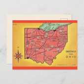 Vintag Ohio Map Grüße Postkarte (Vorne/Hinten)
