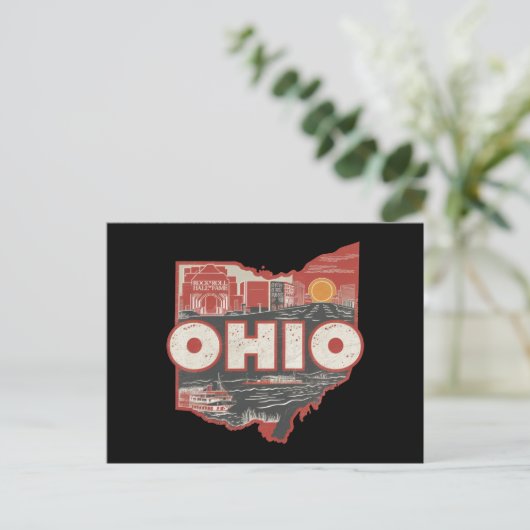 Vintag Ohio USA Karte Postkarte (Stehend Vorderseite)