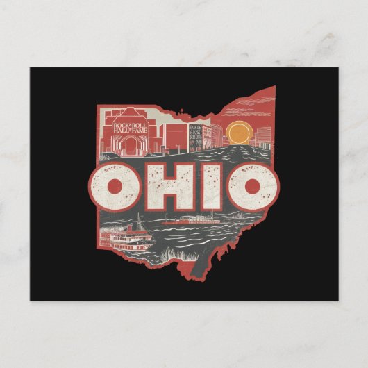 Vintag Ohio USA Karte Postkarte (Vorderseite)