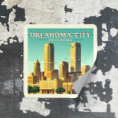 Vintag Oklahoma City Oklahoma Quadratischer Aufkleber