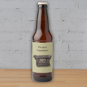 Vintag Old black Manuel Schreibwriter Marbled Tan Bierflaschenetikett
