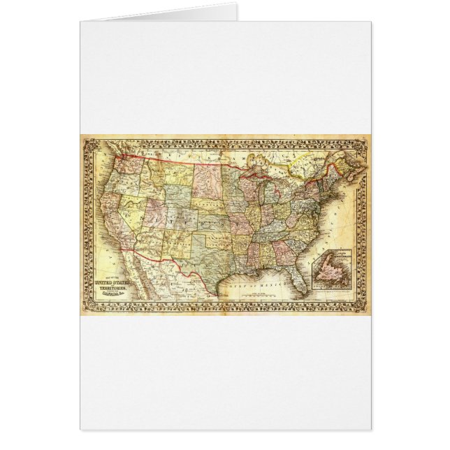 Vintag Old United Staaten USA General Map (Vorne)