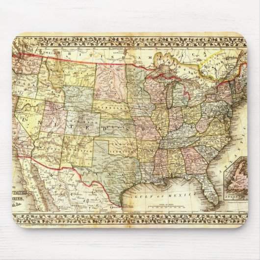 Vintag Old United Staaten USA General Map Mousepad (Vorne)