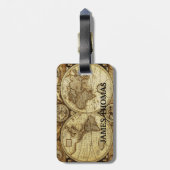 Vintag Old World Map Monogram Gepäckanhänger (Rückseite vertikal)