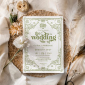 Vintag Olive Green Antique Hochzeit Einladung