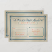 Vintag Orange, Aquamarin & Blue DIY Wedding RSVP (Vorne/Hinten)