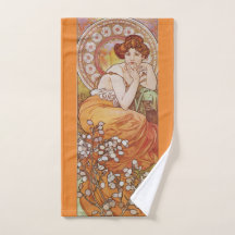 Vintag Orange Art Nouveau Mucha Topaz Lady