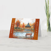 Vintag Orange Autumn Gazebo Bench Erntedank Karte (Vorderseite)