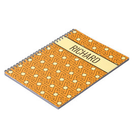 Vintag Orange Beige Triskelion Ägyptisches Muster Notizblock